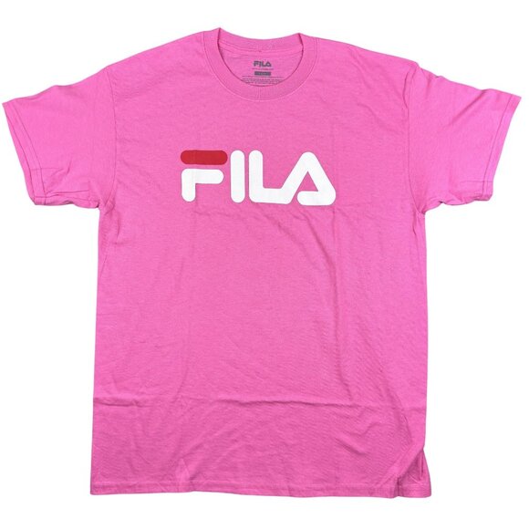 Fila Pink Short Sleeve Logo T-Shirt L  Crew Neck Casual Tee For Men Or Women - Picture 1 of 6